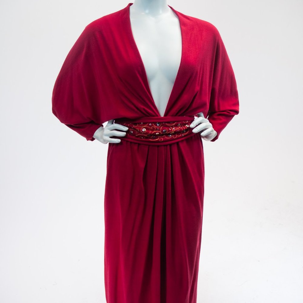 Lucie Ann | Vintage Batwing Plunging Neckline Dress